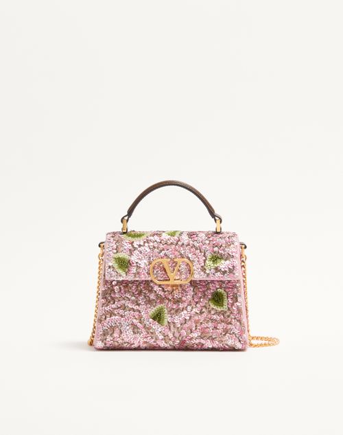 Valentino Garavani - Valentino Garavani Mini Vsling Embroidered Handbag - Pink/multicolor - Woman - Top Handle Bags